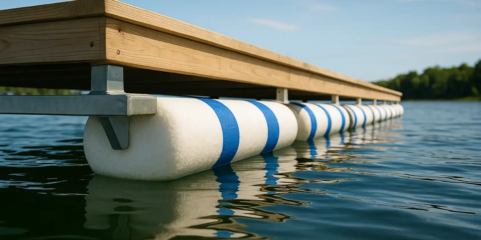 Water-level perspective of a floating platform, emphasizing buoyancy. Water-level perspective of a floating platform, emphasizing buoyancy.